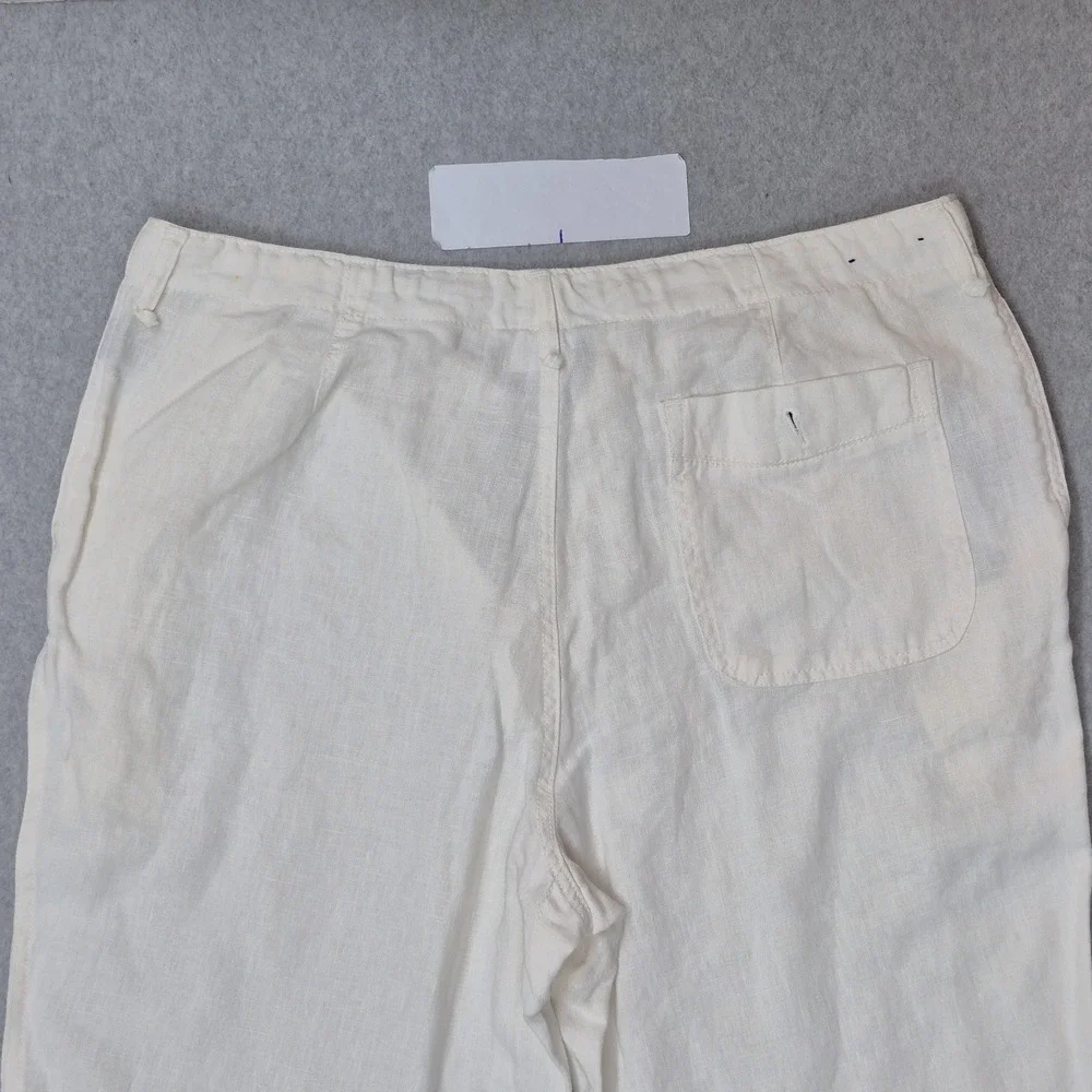 VINTAGE Cremieux Men Pants 36X32 White Linen Button Zipper 32